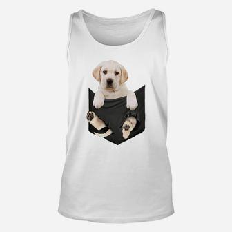 Dog Lovers Gifts White Lab In Pocket Funny Dog Face Unisex Tank Top | Crazezy AU