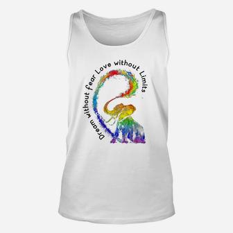 Dream Without Fear Love Without Limits Rainbow Elephant Lgbt World Pride Shirt Unisex Tank Top - Thegiftio UK