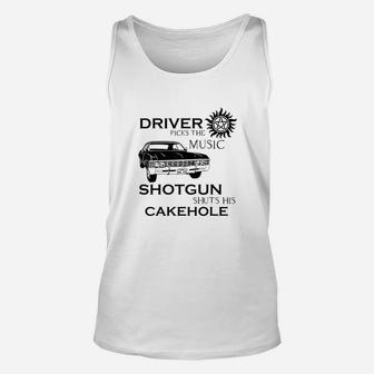 Driver Picks The Music Shuts His Cakehole Unisex Tank Top | Crazezy CA