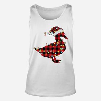 Duck Christmas Red Plaid Buffalo Pajama Farmer Gift Unisex Tank Top | Crazezy UK