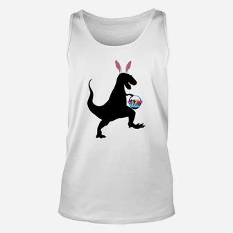 Easter Dinosaur T Rex Bunny Ears Easter Eggs Basket Unisex Tank Top - Thegiftio UK