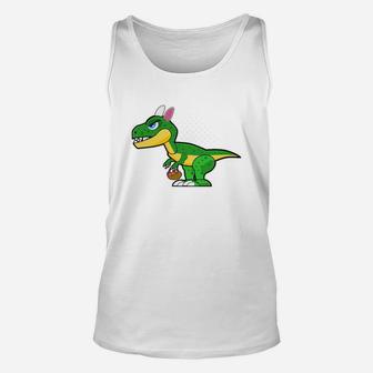 Easter Dinosaur With Bunny Ears Easter Eggs Basket Unisex Tank Top - Thegiftio UK