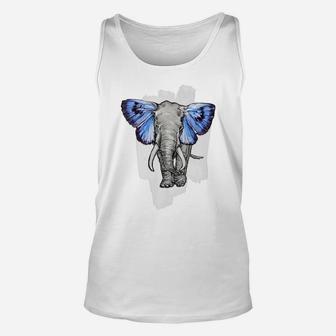 Elephant With Beautiful Light Blue Butterfly Ears Unisex Tank Top - Thegiftio UK