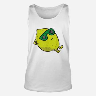 Emon Summer Fruit Sunglasses On Lemon Unisex Tank Top | Crazezy