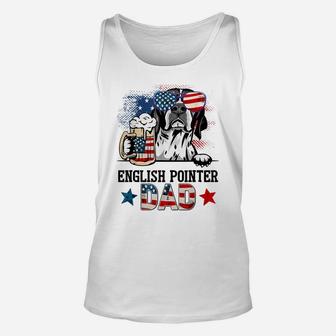 English Pointer Dog Dad American Flag Glasses Unisex Tank Top | Crazezy