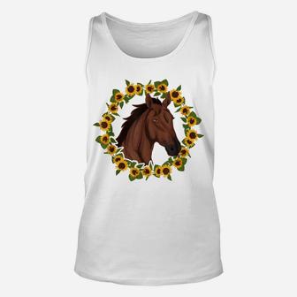 Equestrian Sunflower Horse Riding Animal Yellow Flower Horse Unisex Tank Top | Crazezy AU