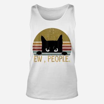 Ew, People Black Cat Vintage Retro – Funny Cat Unisex Tank Top | Crazezy