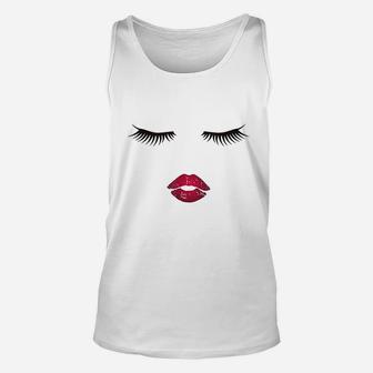 Eyelash Lips Lipstick Lash Unisex Tank Top | Crazezy