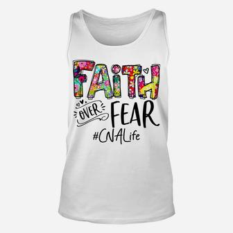 Faith Over Fear Flower Style Cna Life Watercolor Vintage Unisex Tank Top | Crazezy