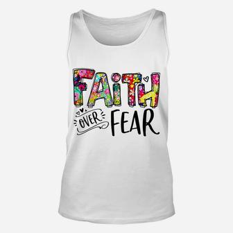 Faith Over Fear Flower Style Watercolor Retro Vintage Unisex Tank Top | Crazezy DE