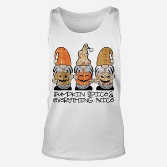 Fall Gnomes Pumpkin Spice & Everything Nice Cute Gnome Gift Raglan Baseball Tee Unisex Tank Top | Crazezy
