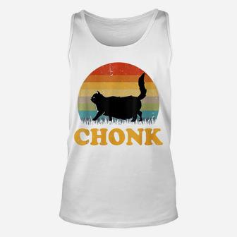 Fat Cat Chonk Cat Retro Vintage Sunset Funny Chonk Unisex Tank Top | Crazezy AU
