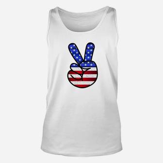 Flag Day July 4th Patriotic Peace Sign Anti War Graphic Premium Unisex Tank Top - Thegiftio UK