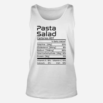 Fun Pasta Salad Nutrition Facts Thanksgiving Christmas Food Unisex Tank Top | Crazezy DE