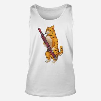Funny Cat Playing Bassoon | Cool Animal Lover Musician Gift Unisex Tank Top | Crazezy