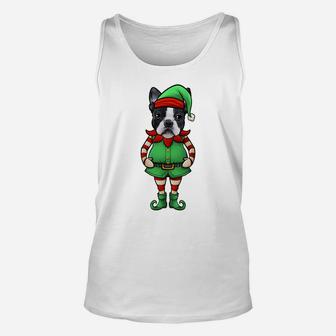 Funny Christmas Elf Boston Terrier Dog Sweatshirt Unisex Tank Top | Crazezy