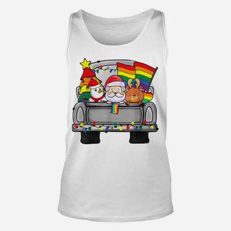 Funny Christmas Santa & Reindeer In Truck Support Lgbt Pride Unisex Tank Top | Crazezy CA
