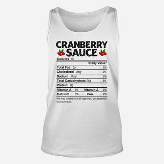Funny Cranberry Sauce Nutrition Facts Thanksgiving Food Unisex Tank Top | Crazezy UK