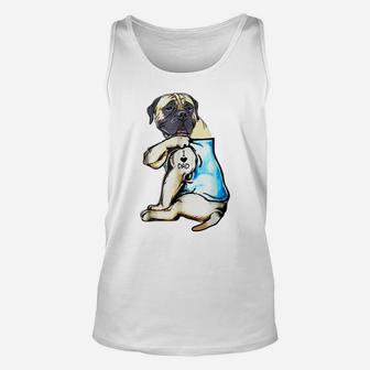 Funny English Mastiff Dog I Love Dad Tattoo English Mastiff Unisex Tank Top | Crazezy