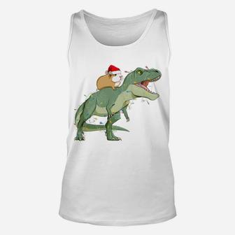 Funny Guinea Pig Riding Christmas Light T Rex Dinosaur Unisex Tank Top | Crazezy
