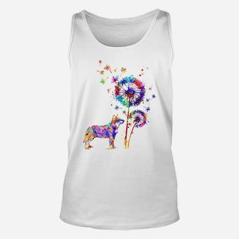 Funny Heeler Dandelion Flower Dog Lover Watercolor Men Unisex Tank Top | Crazezy