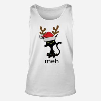 Funny Meh Cat Shirt For Cat Lovers Ugly Christmas Unisex Tank Top | Crazezy