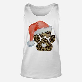 Funny Santa Hat Dog Cat Paw Print Tshirt Christmas Clothes Sweatshirt Unisex Tank Top | Crazezy