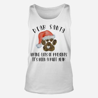 Funny Santa Hat Dog Cat Paw Print Tshirt Christmas Clothes Unisex Tank Top | Crazezy