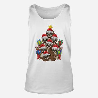 Funny Sloth Christmas Tree Lights Gift Santa Hat Sloth Lover Unisex Tank Top | Crazezy DE