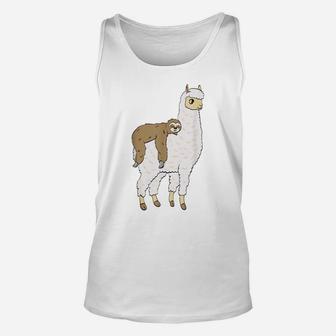 Funny Sloth On Alpaca Llama Taking A Nap Gift Animal Unisex Tank Top | Crazezy
