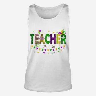 Funny Teacher Mardi Gras Family Matching Outfit Unisex Tank Top | Crazezy