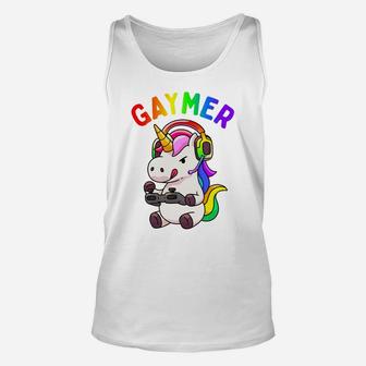 Gaymer Gay Pride Flag Lgbt Gamer Lgbtq Gaming Unicorn Gift Unisex Tank Top | Crazezy