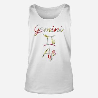 Gemini Floral Born In May June Birthday Gift Gemini Af Unisex Tank Top | Crazezy