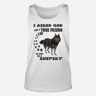 Gerberian Shepsky Quote Mom Dad Art, Cute German Husky Dog Sweatshirt Unisex Tank Top | Crazezy AU