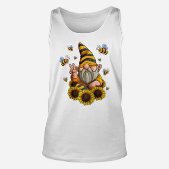 Gnome Sunflower With Bees Funny Gardening Gnome Hippie Gift Raglan Baseball Tee Unisex Tank Top | Crazezy CA
