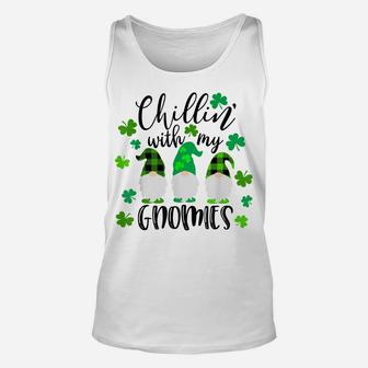 Gnome T Shirt Chillin With My Gnomies Womens St Patricks Day Unisex Tank Top | Crazezy