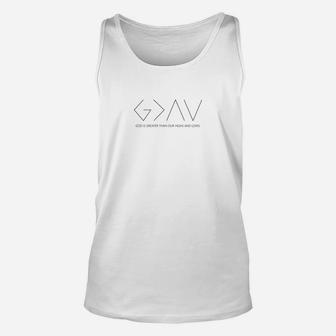 God Is Greater Than Our Highs And Lows Minimalist Unisex Tank Top - Thegiftio UK
