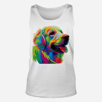 Golden Retriever Mama Colorful Art Dog Dad Pet Unisex Tank Top | Crazezy
