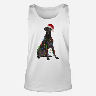 Great Dane Christmas Lights Xmas Dog Lover Santa Hat Unisex Tank Top | Crazezy DE