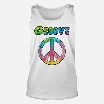 Groovy 70'S Retro Vintage Tie Dye Hippie Peace Sign Unisex Tank Top | Crazezy