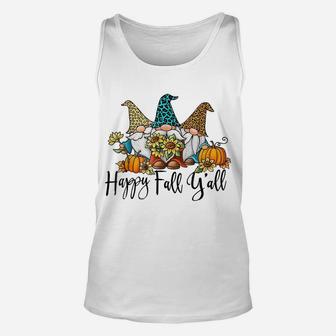 Happy Fall Y'all Gnome Leopard Design Unisex Tank Top | Crazezy