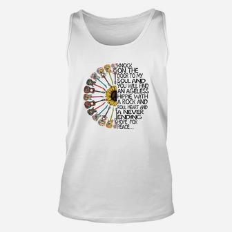 Hippie Soul Rock Guitar Knock On The Door To My Soul And You Will Find An Ageless Hippie Unisex Tank Top - Thegiftio UK