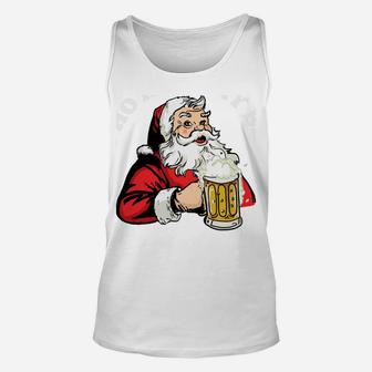 Ho Ho Hold My Beer Funny Santa Claus Christmas Sweatshirt Unisex Tank Top | Crazezy AU