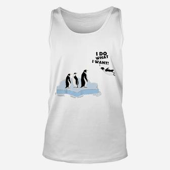 I Do What I Want Cool Penguins Fan Unisex Tank Top | Crazezy CA