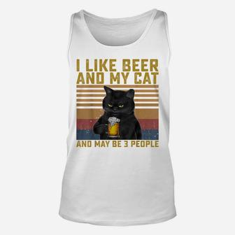 I Like Beer My Cat And Maybe 3 People Cat Lovers Gift Unisex Tank Top | Crazezy DE