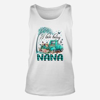 I Love Being Nana Truck Flower Unisex Tank Top | Crazezy