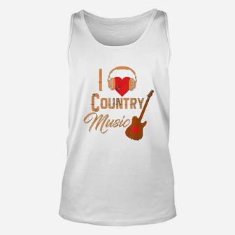 I Love Country Music Heart Design Country Western Unisex Tank Top | Crazezy