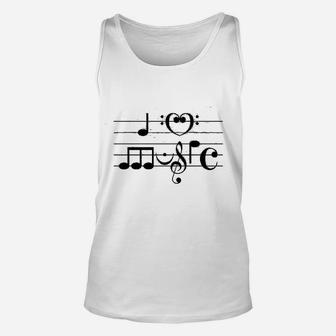I Love Music In Musical Symbols Unisex Tank Top - Thegiftio