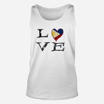 I Love The Philippines Pilipinas Filipino Heart Flag Unisex Tank Top | Crazezy