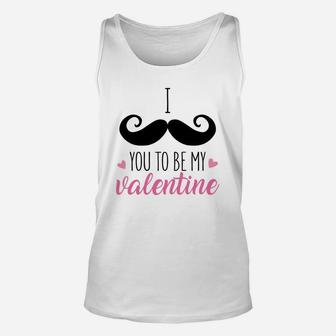 I Mustache You To Be My Valentine Pink Happy Valentines Day Unisex Tank Top - Seseable